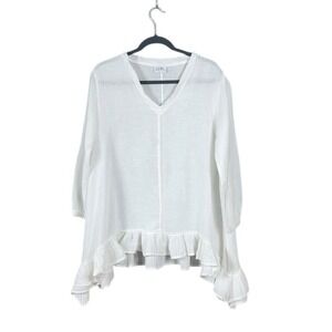 LFDL La Fabbrica del Lino Linen Blouse Small Beach Coastal Euro Summer Italy